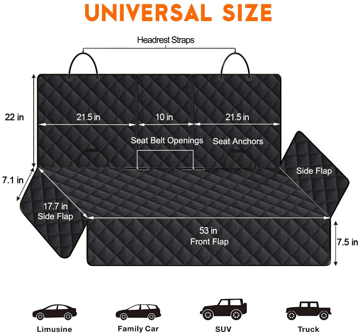 Waterproof Dog Car Seat Cover – Back Seat Protector for Dogs & Kids, Non-Slip, Universal Fit for Cars, Trucks, SUVs