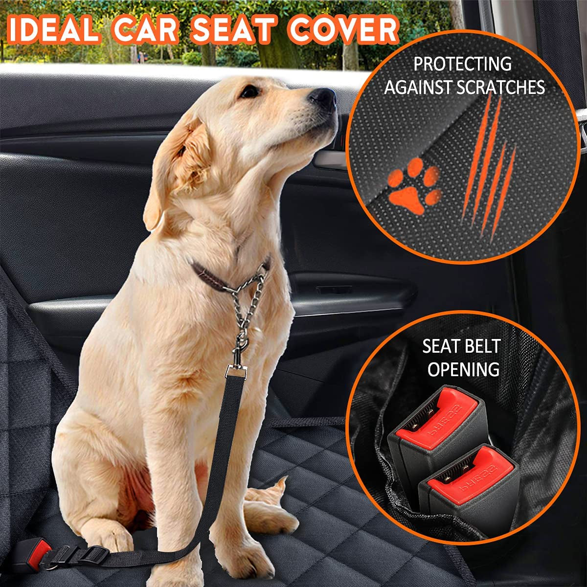 Waterproof Dog Car Seat Cover – Back Seat Protector for Dogs & Kids, Non-Slip, Universal Fit for Cars, Trucks, SUVs