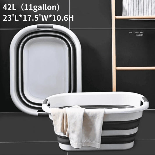 42L Collapsible Laundry Basket – Foldable Washing Tub for Clothes (Grey)