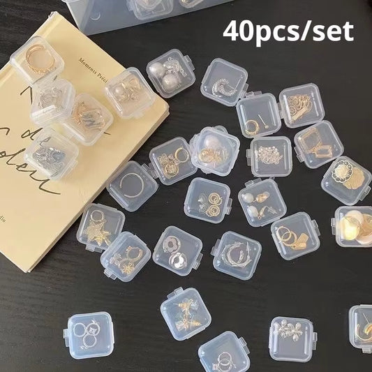 40-Piece Mini Clear Storage Box Set – Portable Organizer for Beads, Jewelry, Crafts & More