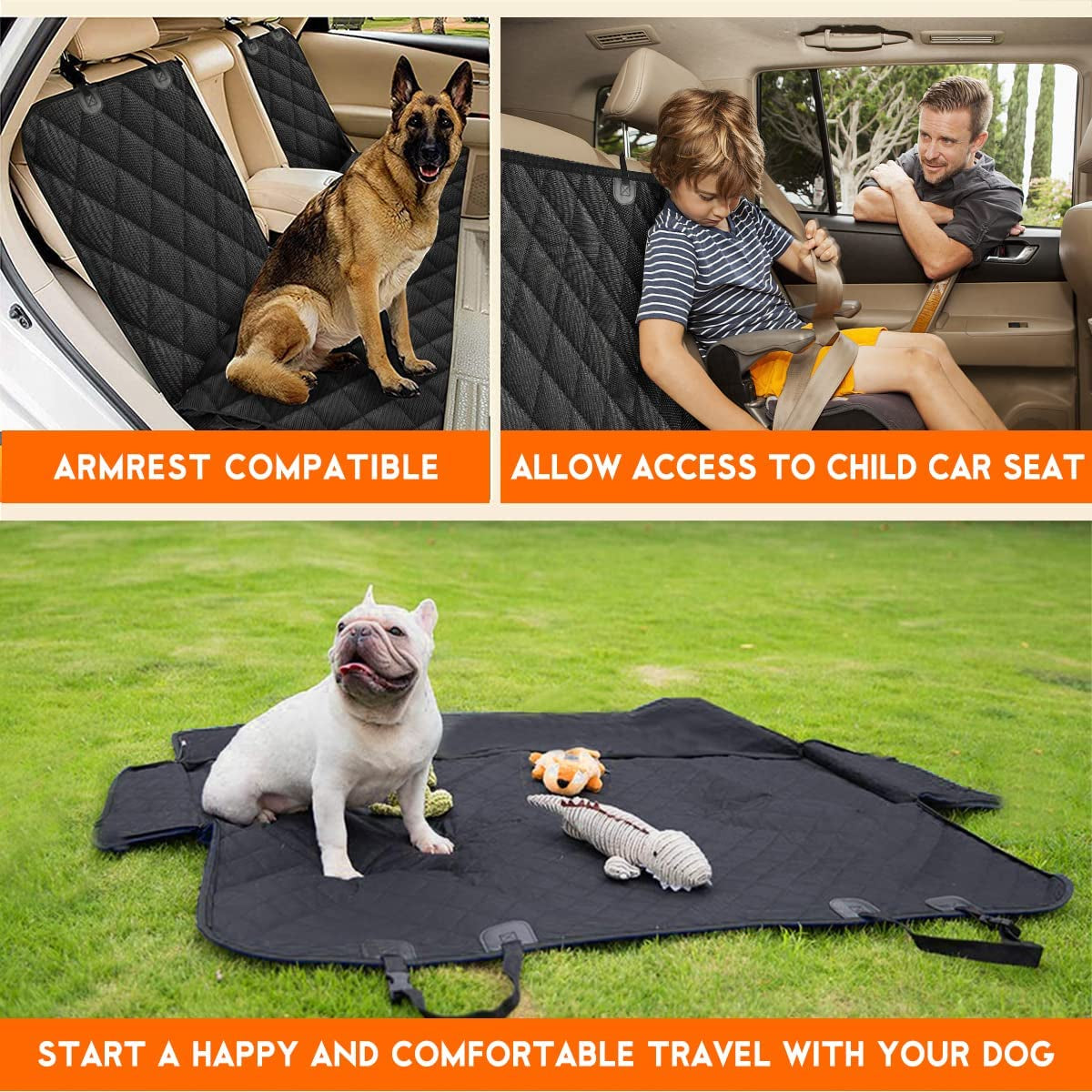 Waterproof Dog Car Seat Cover – Back Seat Protector for Dogs & Kids, Non-Slip, Universal Fit for Cars, Trucks, SUVs 