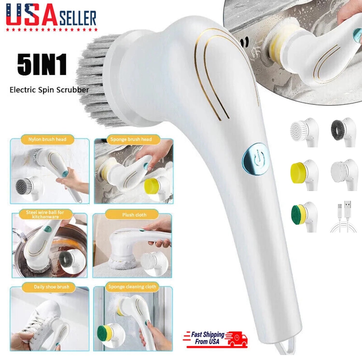 Beiou™ 5-in-1 Cordless Electric Spin Scrubber