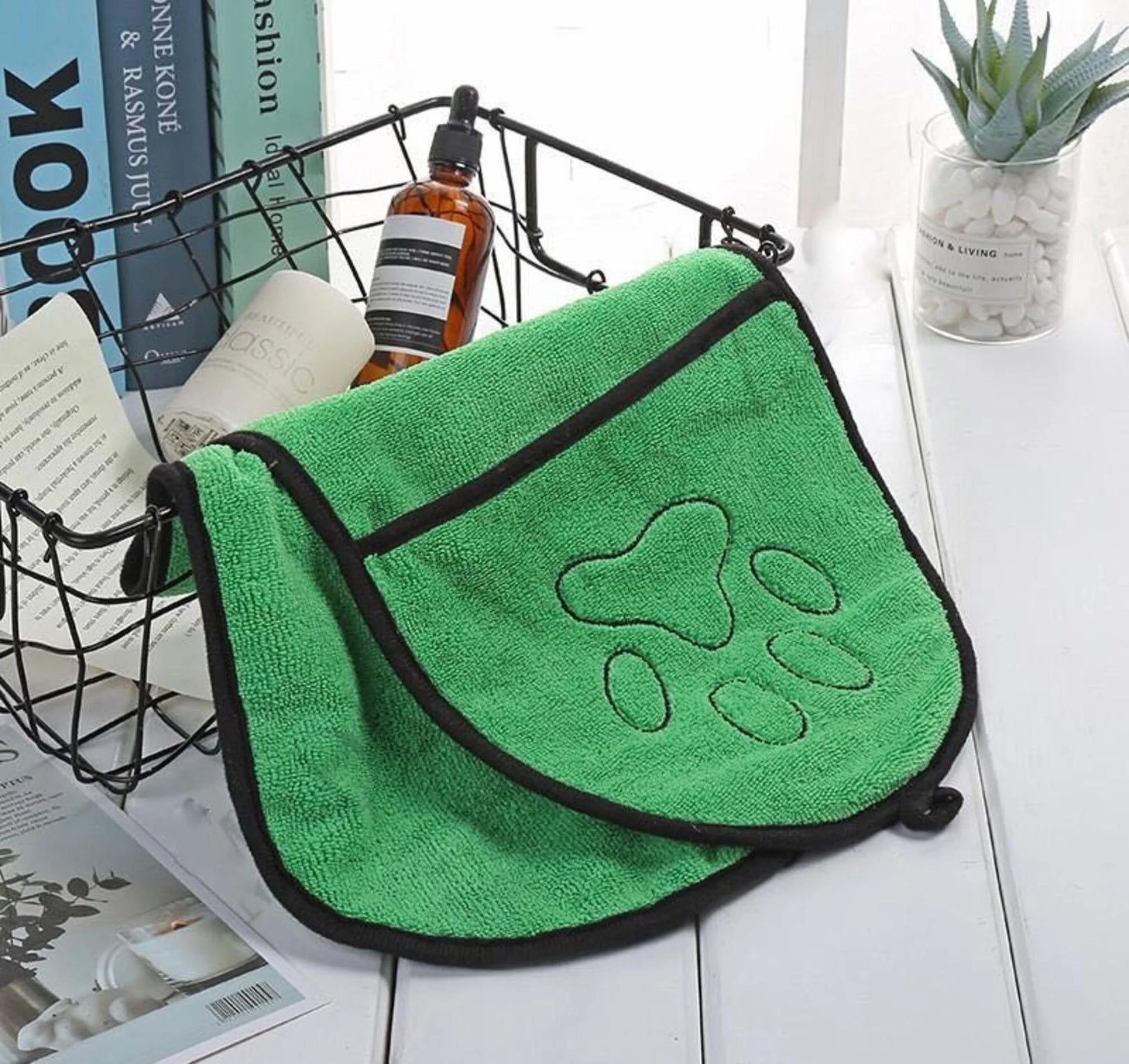 Benat Pets Dog Bath Towel – Super Absorbent with Double Drop Pocket Design
