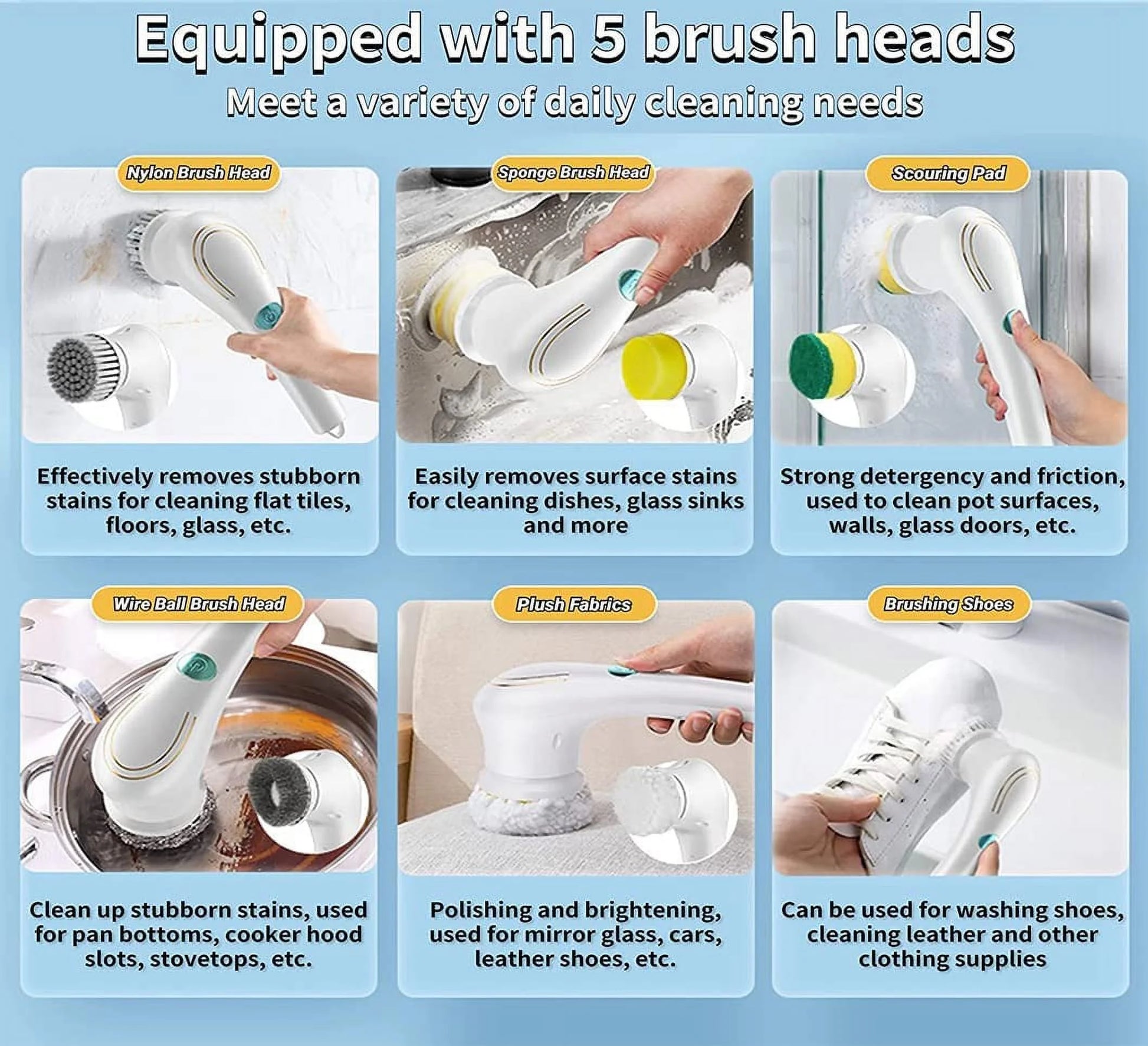 Beiou™ 5-in-1 Cordless Electric Spin Scrubber